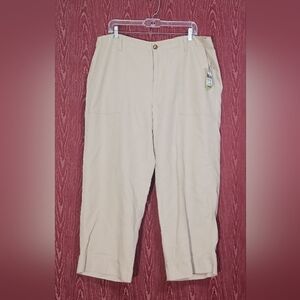 LAUREN RALPH LAUREN Pantalon Plus Beige Capri Women's Size 14W-36 NWT